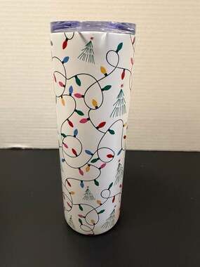 Festive Voice Stainless Steel Tumbler Christmas Lights Pattern 20.3 oz
